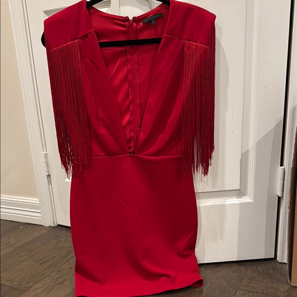 Elegant Red Fringe Dress